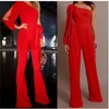 Jumpsuits für Damen, modisch, für Damen, Party, Clubwear, Overall, weites Bein, eine Schulter, lange Hose