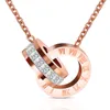 Luxury jewelry designer 18K rose gold necklace and pendant stainless steel Roma Number double pendant fashion jewelry232m