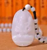 White Jade Eight Patron Buddha Pendant Long Necklace Male and Female Birthstone Buddhism Jewelry Peace of Mind and Healing Gems