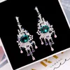 Fashion- Women Fashion Castle Earromgs Luxury Wedding Jewelry 925 Silver Bling Cubic Zirconia Female Long Earrings