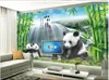 Personnalisé 3D soie photo papier peint mural trésor National panda bambou forêt cascade panda TV fond décoration murale stickers muraux