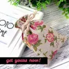 Rose Pattern Burlap Bags with Jute Drawstring Gift Bags Jewelry Pouches for Arts Crafts Projects Birthday Christmas Wedding Party 266G