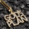 14k Iced Out Diamond Goldsplan Letter Pendant Necklace Bling Bling Micro Pave Cubic Zirconia Simulated Diamonds 24inch Rope Chain