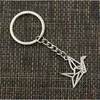 20st / Lot Key Ring Keychain Smycken Silverpläterad Origami Paper Cranes Charms Pendant för nyckeltillbehör 23x29mm