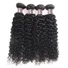 Allove Indiska Extensions Wefts Straight With 13x4 Lace Frontal Closure Water Wave 4PCS Human Hair Buntles Kinky Curly Brazilian for Women Jet Black 8-28 tum