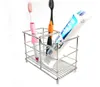 Porte-brosse à dents électrique Grand dentifrice en acier inoxydable Porte-nettoyants pour le visage En métal antirouille Accessoires de salle de bain Organisateur argenté
