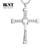 Fast and furious 8 hip hop CZ stones Cross necklace pendant 316 stainless steel Dominic Toretto cross necklace men women jewelry
