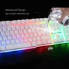 LED Rainbow Backlight USB Ergonomic Wired Gaming Keyboard 2400DPI Maus Maus -Pad -Set Kit für PC -Laptop -Computer Gamer New6649598