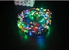 2019 vendedor caliente LED luces de la venda del resplandor cadenas de la flor corona de las vendas se iluminan la guirnalda del pelo Hairband guirnaldas mujeres fiesta de Navidad corona