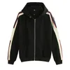 New Grey Italy Fashion Hooded Zip-up Sweatshirt With Stripe Men's Hoodies Women Sweatshirts Man Clothing G0012