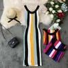 Fashion-Gagarich Striped Fashion Women Dresses 2019 Vår Sommar Robe Femme Bodycon Sweater Klänning Ärmlös Stretch Strikta Vestidos