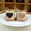 Candy Box Romantic Heart Kraft Gift Bag met Jute Twine Chic Wedding Gunsten Geschenkdoos Benodigdheden 5x5x5cm