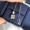 Wholesale- Classic Designer S925 Sterling Silver Big Square Shinning Zircon Pendant Necklace For Women Jewelry