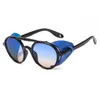 Retro Steampunk Sunglasses PC Round PU Leather Edging Sun Glasses For Women And Men 6 Colors Wholesale