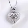 Angel Wings Heart Lockets Pendant Pearl Cage 925 Sterling Silver 3 Pieces