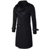 Hommes hiver Long Style hommes Blazer Double boutonnage en cuir Trench manteau vêtements d'extérieur d'hiver manteau décontracté hommes veste coupe-vent