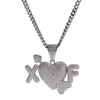 Personalizzato 2 lettere minuscole con ciondolo a cuore collana ghiacciata zircone placcato oro argento gioielli hip-hop da uomo regalo di Natale di Halloween