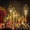 장식 2019 낭만적 인 기하학적 다이아몬드 금속 스탠드 스탠드 도로 웨딩 워크웨이 통로 파티 이벤트 T 무대 배경 데코를위한 LED 조명