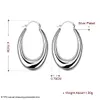 Boucles d'oreilles U stéréo vides en argent sterling plaqué DJSE115 taille 4,7 cm x 0,7 cm ; Boucle d'oreille Hoop Huggie en argent 925 pour femme