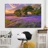 Dipinti Sunset Lavender Flower Fields Poster Canvas Painting Stampa Soggiorno Decorazioni per la casa Modern Wall Art Olio Immagini Grafica