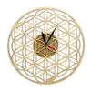 Livsblomma Intererect Ringar Geometrisk Trä Väggklocka Sacred Geometry Laser Cut Clock Watch Housewarming Gift Room Decor Y200109