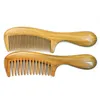 Saplı Sıcak Satış İnce Kalın Diş Doğal Yeşil Sandal Ağacı Saç Tarak Ahşap Geniş Tarak Kıvırcık Saç Fırçası