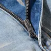 Мужские джинсы модной уличной одежды Мужчины ретро синяя краска уничтожены разорванные панк-брюки лоскутное дизайнерский хип-хоп Homme