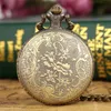 Vintage Bronze Train Front Locomotive Engine Railway Quartz Pocket Watch Steampunk Pendant Chain Womens Mens Gift283r