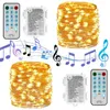 USB Battery Music String Lights 33ft 100LEDs Sound Activated Outdoor LED Christmas Lights with 17 keys remote