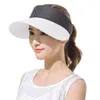 Sommarhattar för kvinnor brett gräl med bågsolhatt för strand utomhus halm hatt kvinnlig tennis visir chapeu feminino toca 20199214004