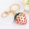 Red Strawberry Lovely Glass Pendant Car Purse Bag Key Chain Chain Jewelry Gift Series Fruit New Fashion Keychain Trendy Unisex2855