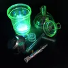 7.8 inç renkli LED cam bir hortum shisha renkli mini cam bongs su boruları nargile shisha bong 1 hortum setleri stokta