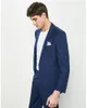 Nieuwste Slim Fit Bruidegom Tuxedos Donkerblauw Beste Man Pak Notch Revers Stalknecht Mannen Wedding Suits Bruidegom (Jas + broek) DH6203
