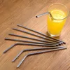 21.5cm Reusable Drinking Straw Stainless Steel Drink Straws Cleaner Brush Home Party Bar Accessories