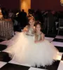 Puffy Gold Sequin Flower Girl Tutu Dress 2022 Junior Bridesmaids Dresses Ivory Tulle Floor Length Kids Wedding Little Girls Dresses