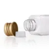 50ml Clear Vazio Plástico Cosméticos Loção Quadrado Garrafa com Gold Screw Lid 50cc Shampoo Pet Embalagem Recipientes