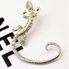 3D Animal Crystal Gecko Stud Ear Cuff Gold Plated Fashion Rhinestone Earcuff Stud Earrings Man Women Vintage Statement Ear Jewelry