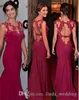 2019 Sexy Keyhole Backless Hot Dark Red Evening Sukienka Skromne Tanie Appliqued Long Formal Celebrity Party Suknia Custom Made Plus Size