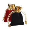 9x12cm Velvet Beaded Drawstring pouches Jewelry Packaging Christmas Wedding Gift Bags DHL Free