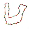 BeUrSelf Collana di perline lunga multicolore per donna Collana di gioielli etnici con perline di legno rotonde fatte a mano in maglia bohémien