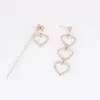 Gros-diamants boucles d'oreilles pendantes pour femmes mode lien chaîne perles lustre asymétrique boucle d'oreille S925 argent aiguille amour bijoux de luxe