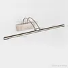 Modern LED Long Wall Lamp Acrylic Mirror Light Hotel Bathroom Cloakroom Dressing Room Copper Nickel Färg Roterbar Head Metal Sconce