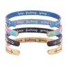 6 colors Fashion Personalized Letter Bangle Arrow stainless steel inspirational Bracelets Keep Fucking going Cuff Bracelet