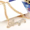 Nouveau créateur de mode de luxe exagéré grande chaîne diamant lettre angle pendentif ras du cou déclaration collier pour femmes or argent