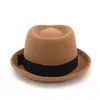 2020 Wool Felt Pork Pie Hat with High Fashion Design UV Protection Adults In Formal Hats Women Roll Up Brim Bowknot Jazz Trilby C8177808