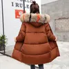 Com capuz com colarinho de pele jaqueta de inverno mulheres enorme algodão acolchoado senhoras casaco quente engrossar longo parka 2019 moda mulheres