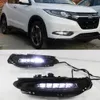 1 Pair DRL 12V LED Car Daytime Running Light For Honda HRV HR-V 2015 2016 2017 2018 fog lamp with dynamic turn signal style relay