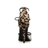 Escarpins à talons hauts à lanières en PVC à imprimé léopard mode taille 35 à 40