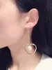 Großhandels-Geometrie-Herz-Anhänger-Perlen-Tropfen-Bolzen-Ohrringe für Frauen-Mädchen baumeln Kronleuchter-Goldweiß