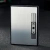 크리 에이 티브 windproof 자동 담배 담배 케이스 라이터 전자 흡연 가벼운 휴대용 금속 5 스틱 상자